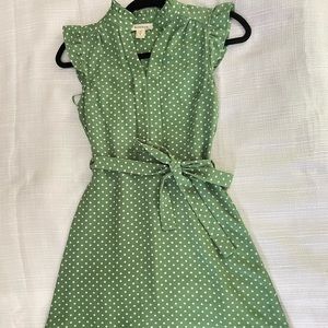 Green polka midi dress